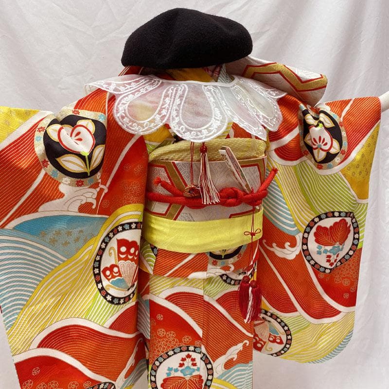 410ag72帯締め帯揚げしごき◎七五三 着物&袋帯&長襦袢 セミアンティーク