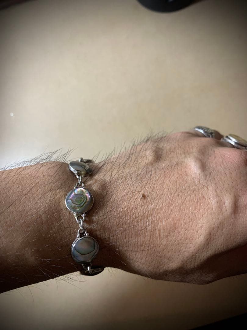 希少　ビンテージ　メキシカンジュエリー　シェルビーズ ブレスレット　925