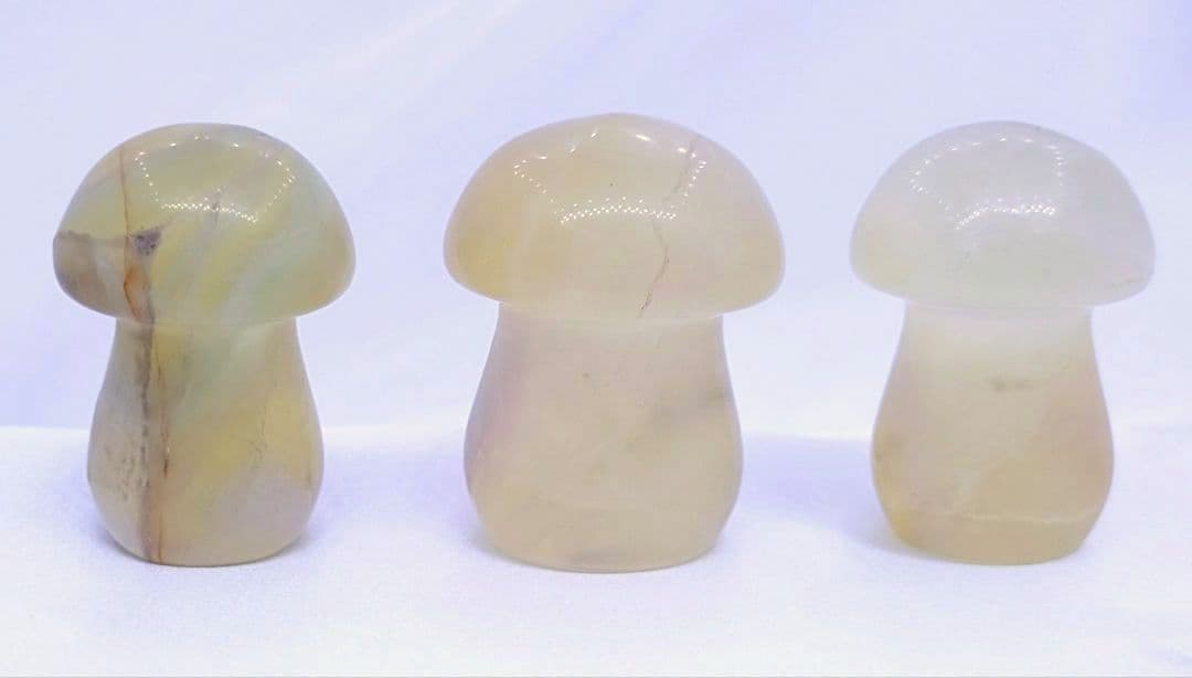 イエロー フローライト　きのこ　3点セット　キャンディ　幸運　長寿　再生