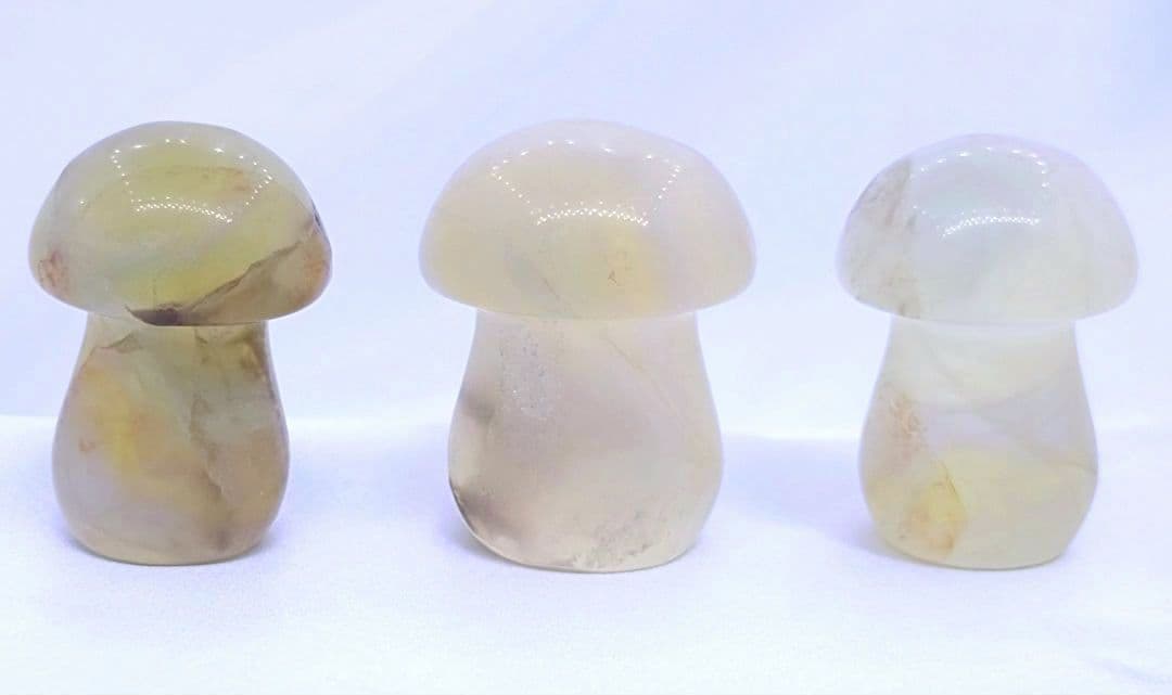 イエロー フローライト　きのこ　3点セット　キャンディ　幸運　長寿　再生