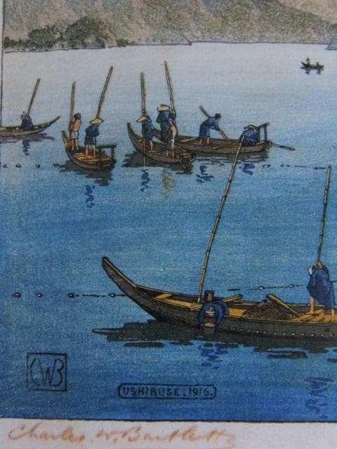 チャールズ・バートレット、【牛臥】、希少な額装用画集より、美品