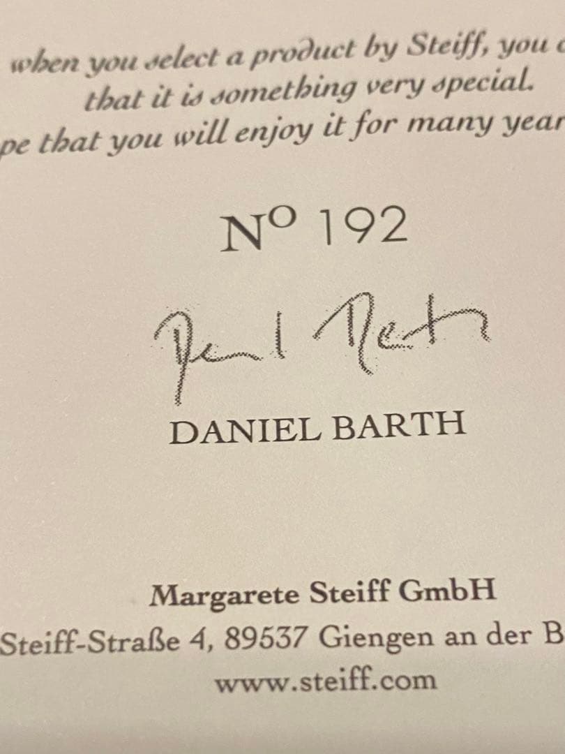 シュタイフ　雛人形　シリアルナンバーあり