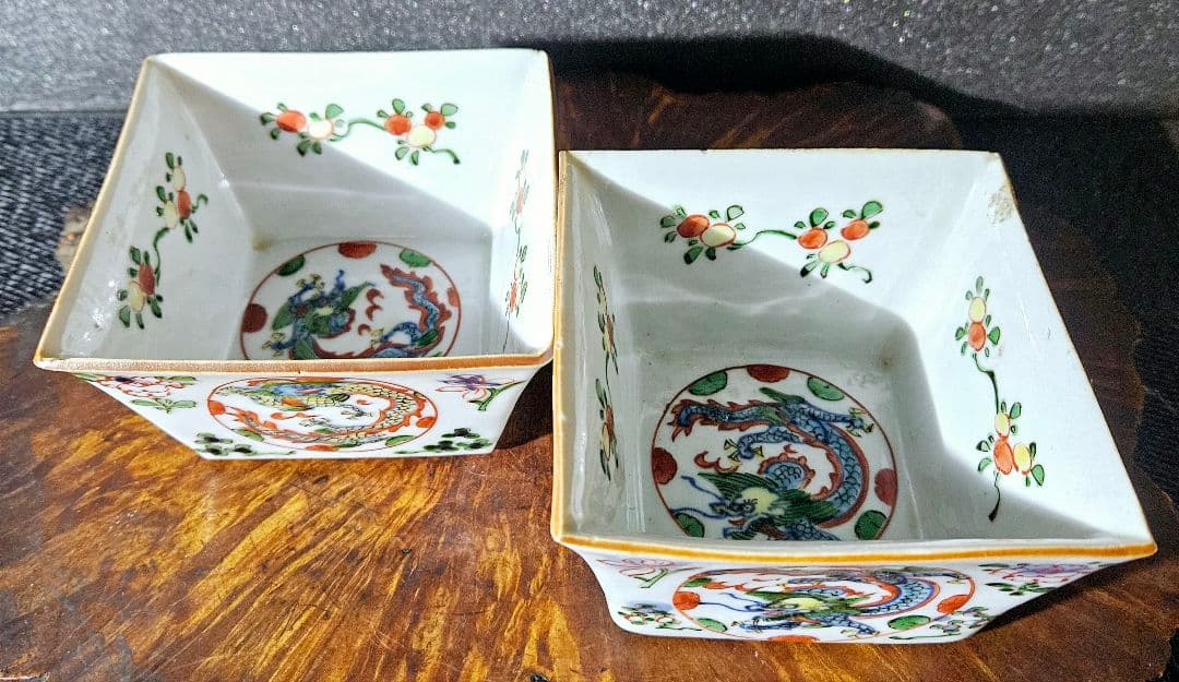 上作品❗】江戸時代中期 古伊万里 中国明朝五彩天啓赤絵写 龍