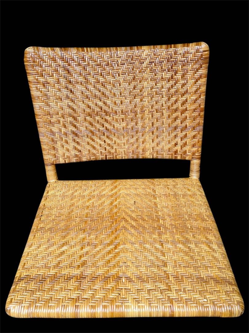 山川ラタン 天然籐編み 座椅子 2点セット ナチュラル 皇室御用達 傷防止カバー