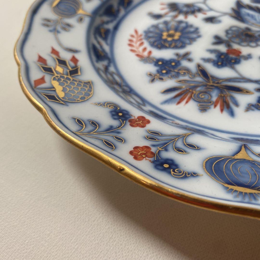 マイセン　レア　一級品　朱金ブルーオニオン　大皿25cm アンティーク