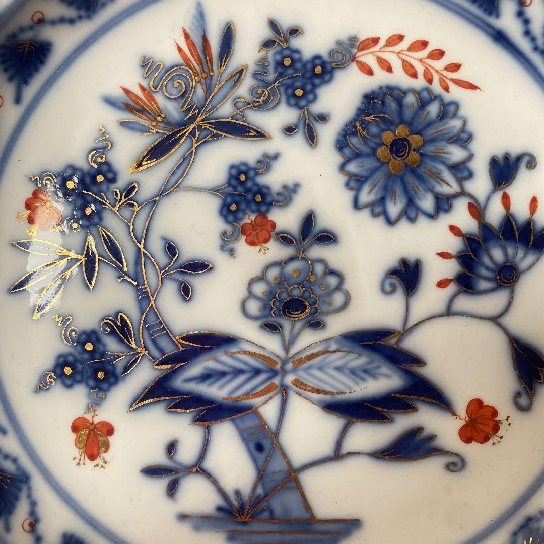 マイセン　レア　一級品　朱金ブルーオニオン　大皿25cm アンティーク