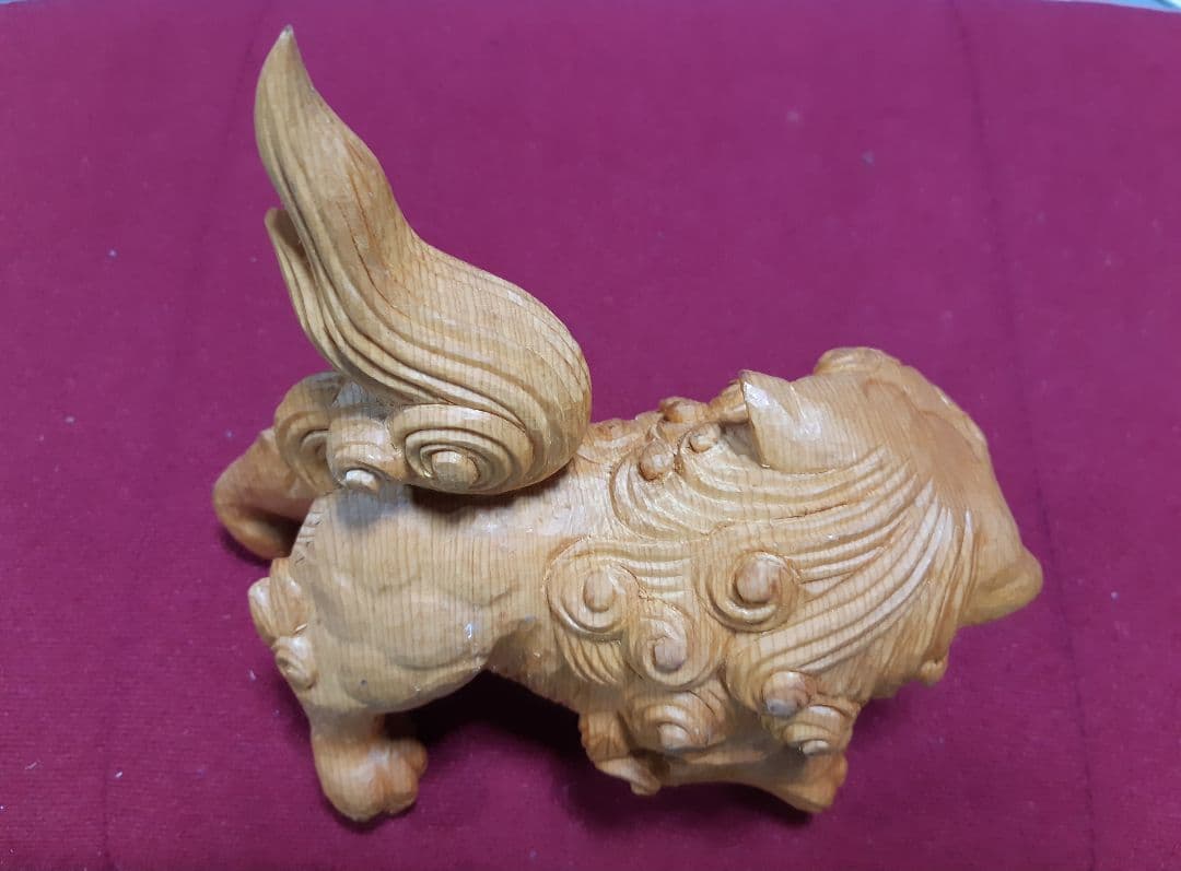 一刀彫   唐獅子の置物
