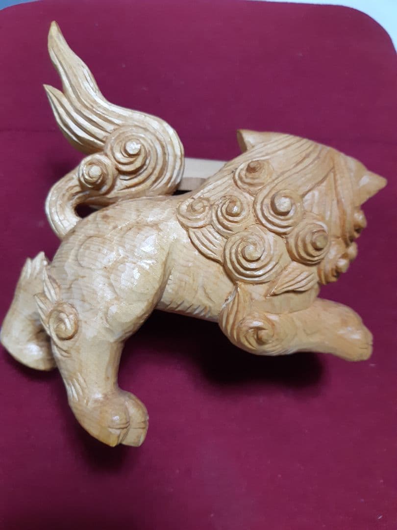 一刀彫   唐獅子の置物