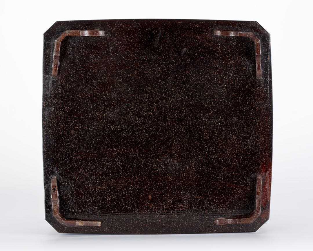 時代漆器 黒漆金蒔絵 花車文 ー段重箱 共箱付 菓子器 御節料理 古美術