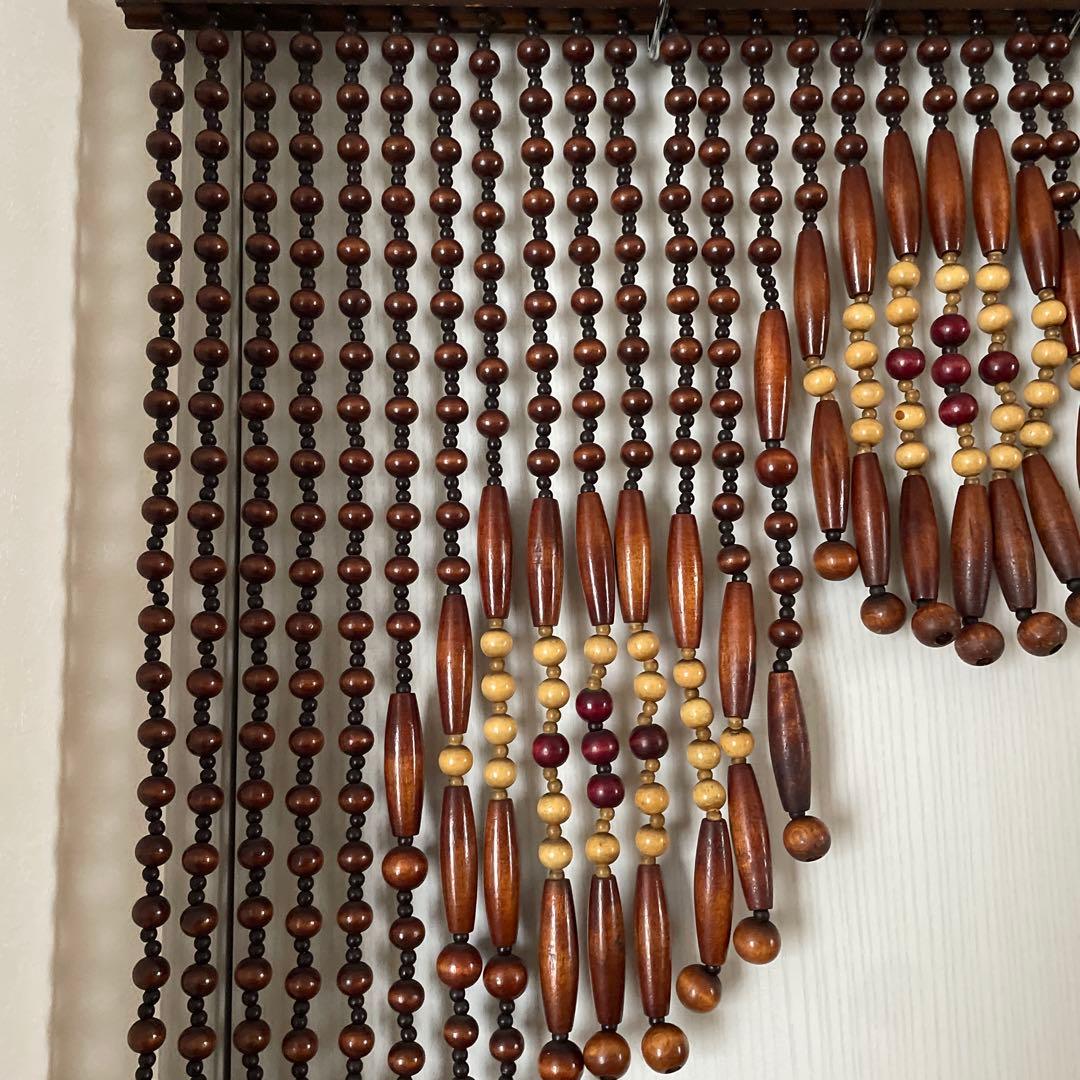 アンティーク 玉のれん 木玉暖簾 昭和レトロ 木製のれん 木珠