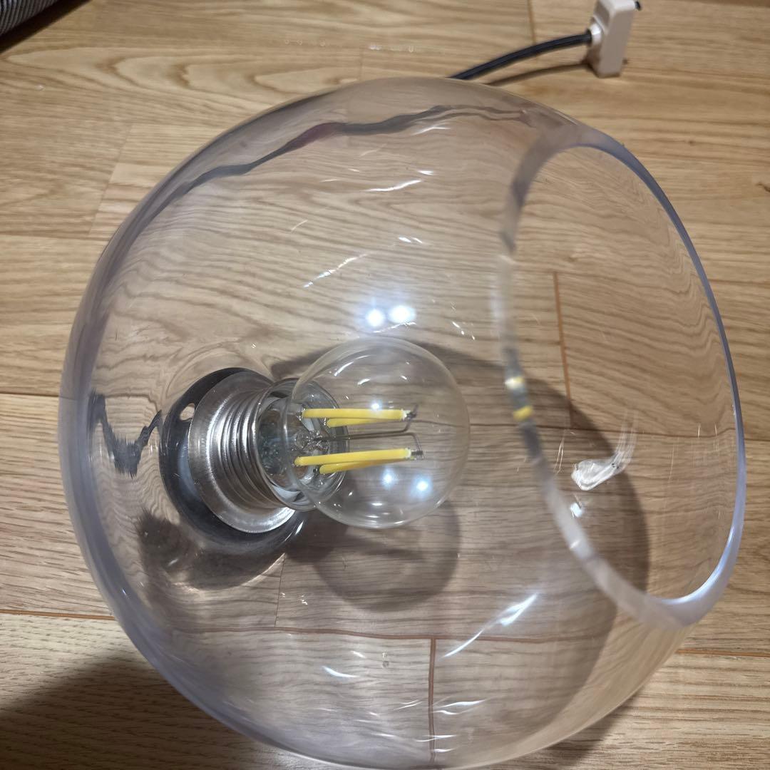 クリアボール LED ペンダントライト 黒コード　ガラスボール