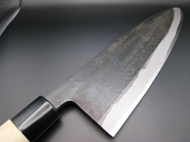 [新品未使用] 鮭切り 300mm 白紙3号 黒打ち仕上げ 朴木 丸形