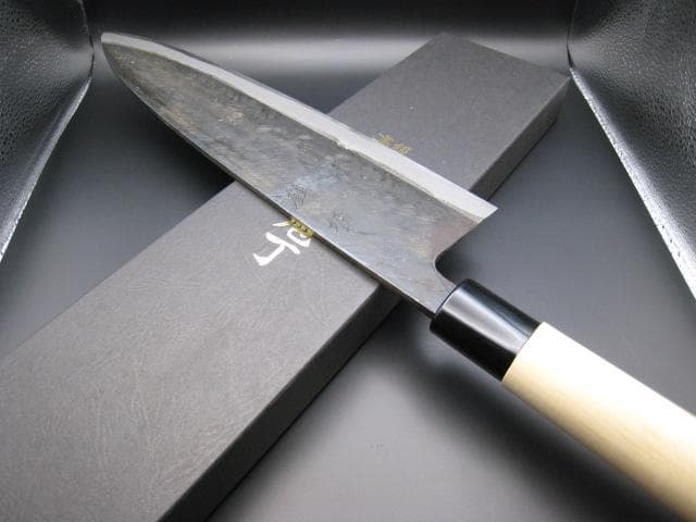 [新品未使用] 鮭切り 300mm 白紙3号 黒打ち仕上げ 朴木 丸形