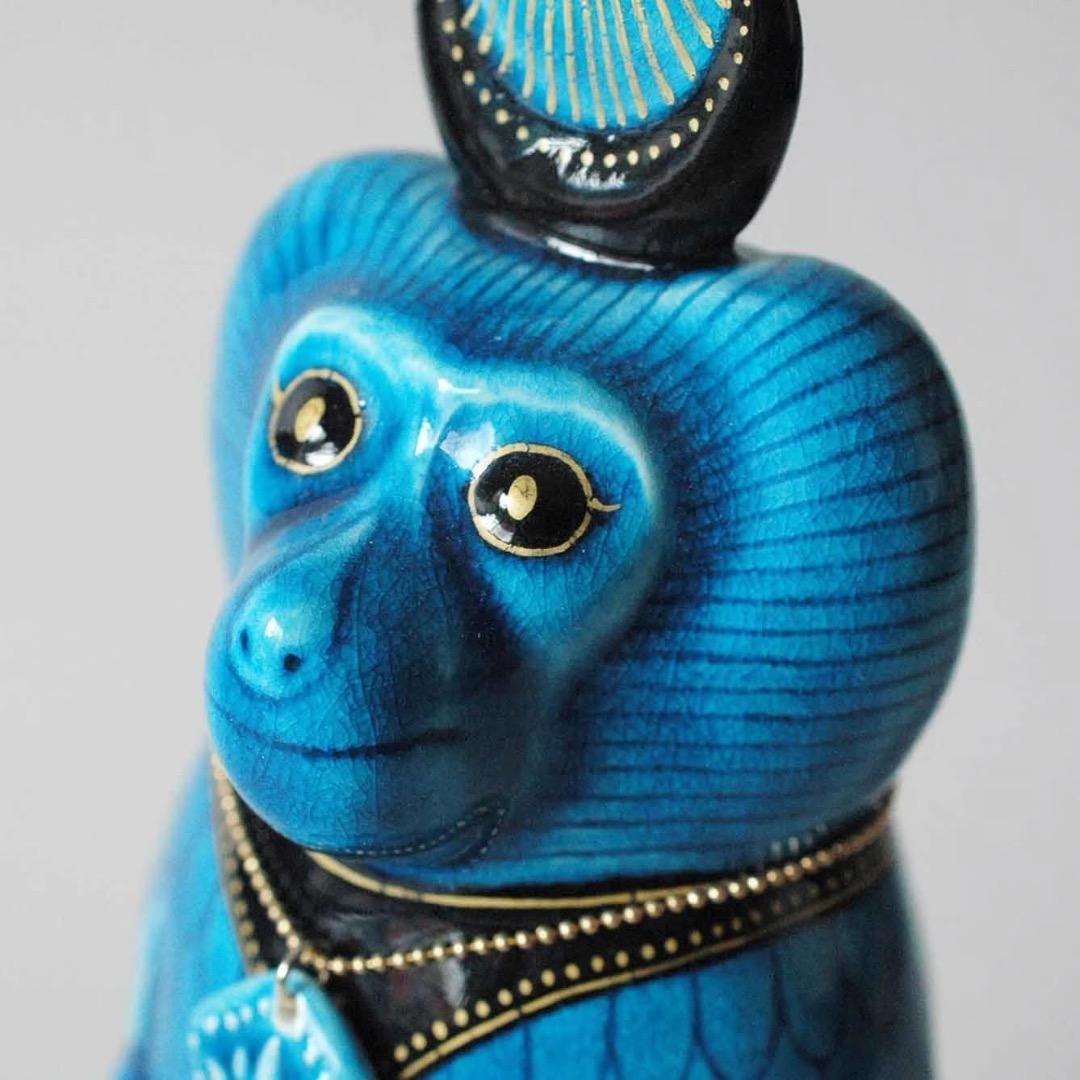 新品　幸兵衛窯 青釉オーナメント トト 古代エジプトの神　ペンダント付き