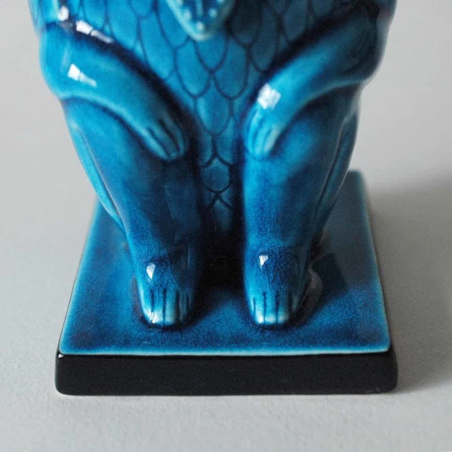 新品　幸兵衛窯 青釉オーナメント トト 古代エジプトの神　ペンダント付き