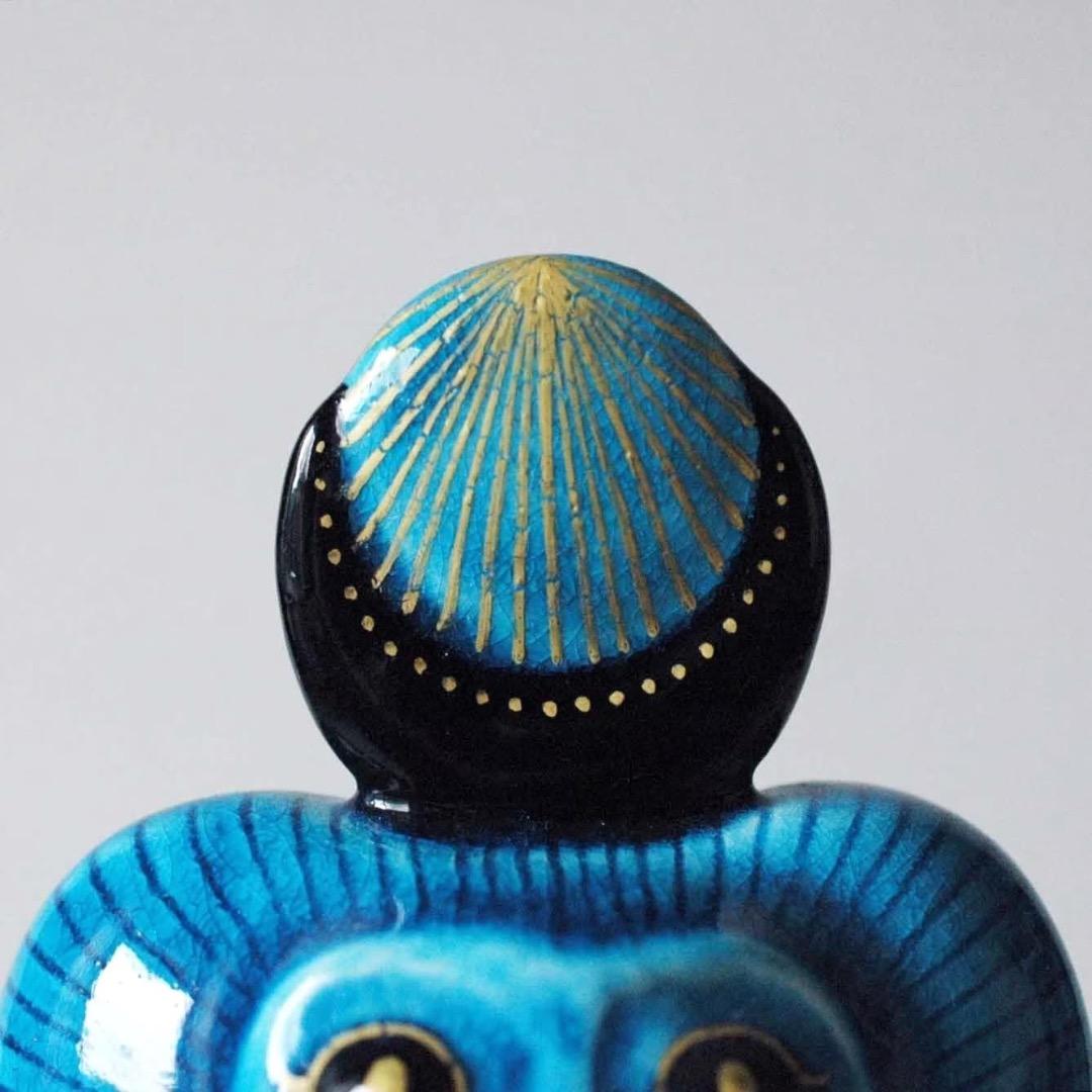 新品　幸兵衛窯 青釉オーナメント トト 古代エジプトの神　ペンダント付き