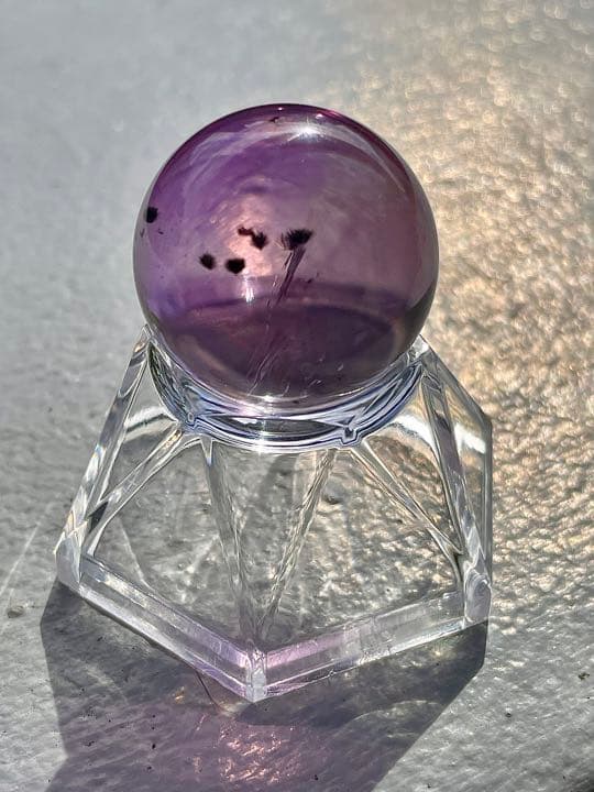 レア　虹入り　ロマネサイトインアメジスト　玉丸　ロマネシュ鉱　天然石　置物　開運