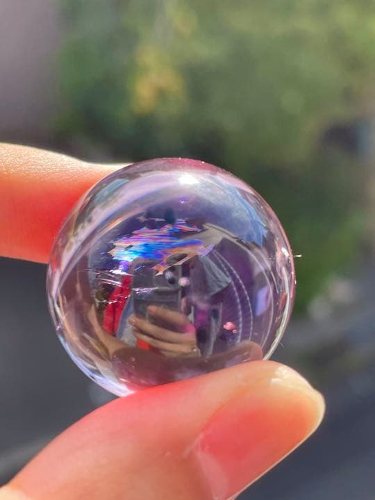 レア　虹入り　ロマネサイトインアメジスト　玉丸　ロマネシュ鉱　天然石　置物　開運