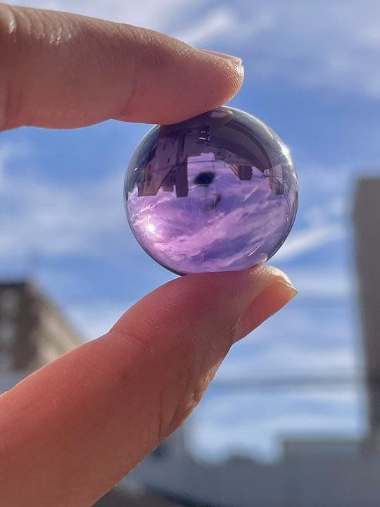 レア　虹入り　ロマネサイトインアメジスト　玉丸　ロマネシュ鉱　天然石　置物　開運