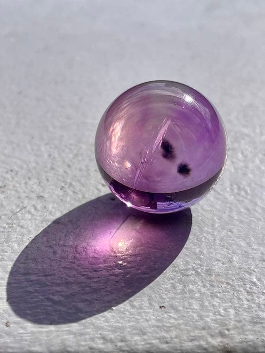 レア　虹入り　ロマネサイトインアメジスト　玉丸　ロマネシュ鉱　天然石　置物　開運