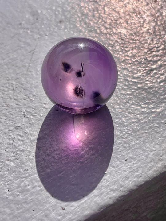 レア　虹入り　ロマネサイトインアメジスト　玉丸　ロマネシュ鉱　天然石　置物　開運