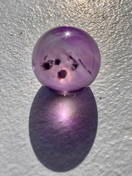 レア　虹入り　ロマネサイトインアメジスト　玉丸　ロマネシュ鉱　天然石　置物　開運