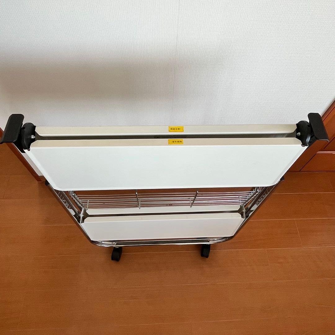 パイン材 3段すのこウッドシェルフ＋山善 折り畳みキッチンワゴン YFW-68
