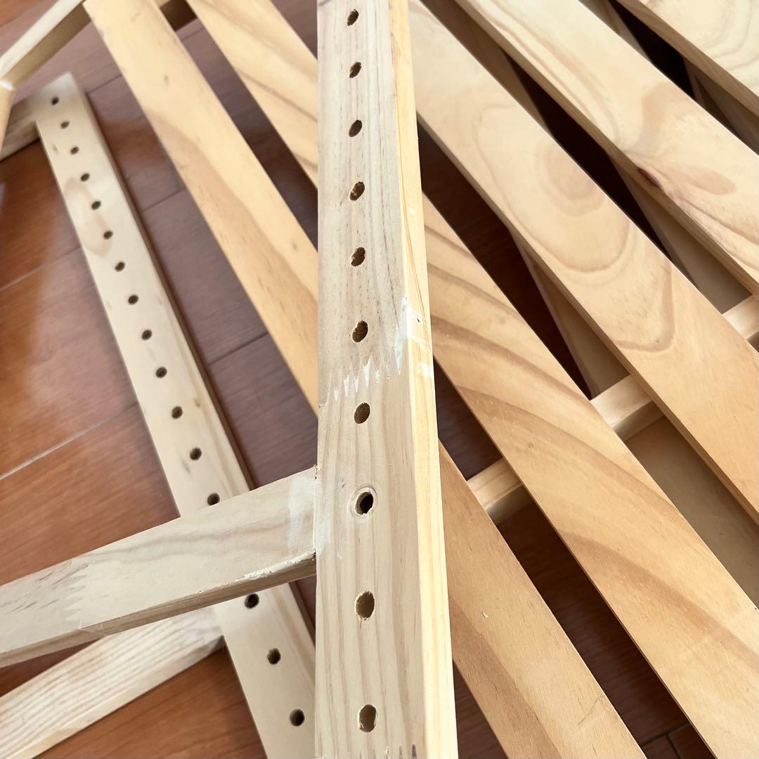 パイン材 3段すのこウッドシェルフ＋山善 折り畳みキッチンワゴン YFW-68