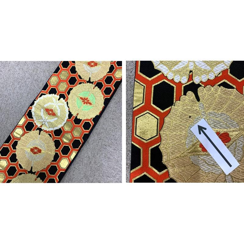 602ag13□七五三 七歳 女児 着物&袋帯 金駒刺繍 源氏車□美品