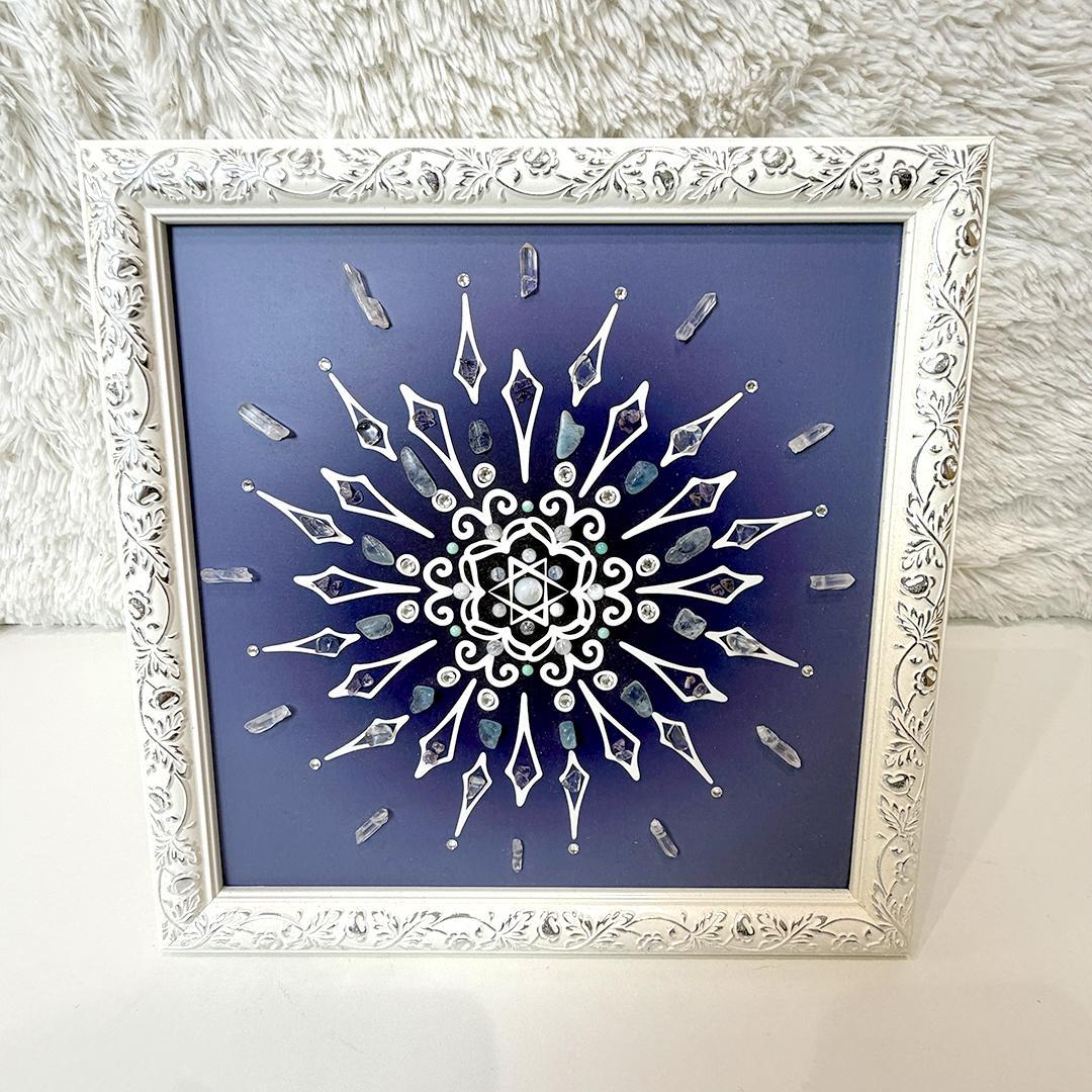 【開運】新月満月の“陰陽”クリスタルアート 天然石 曼荼羅 ヒーリング 2枚組