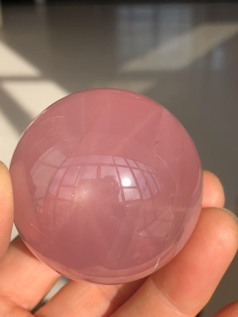 天然石 スター付き　ローズクォーツのスフィア　丸玉　YH063G.294