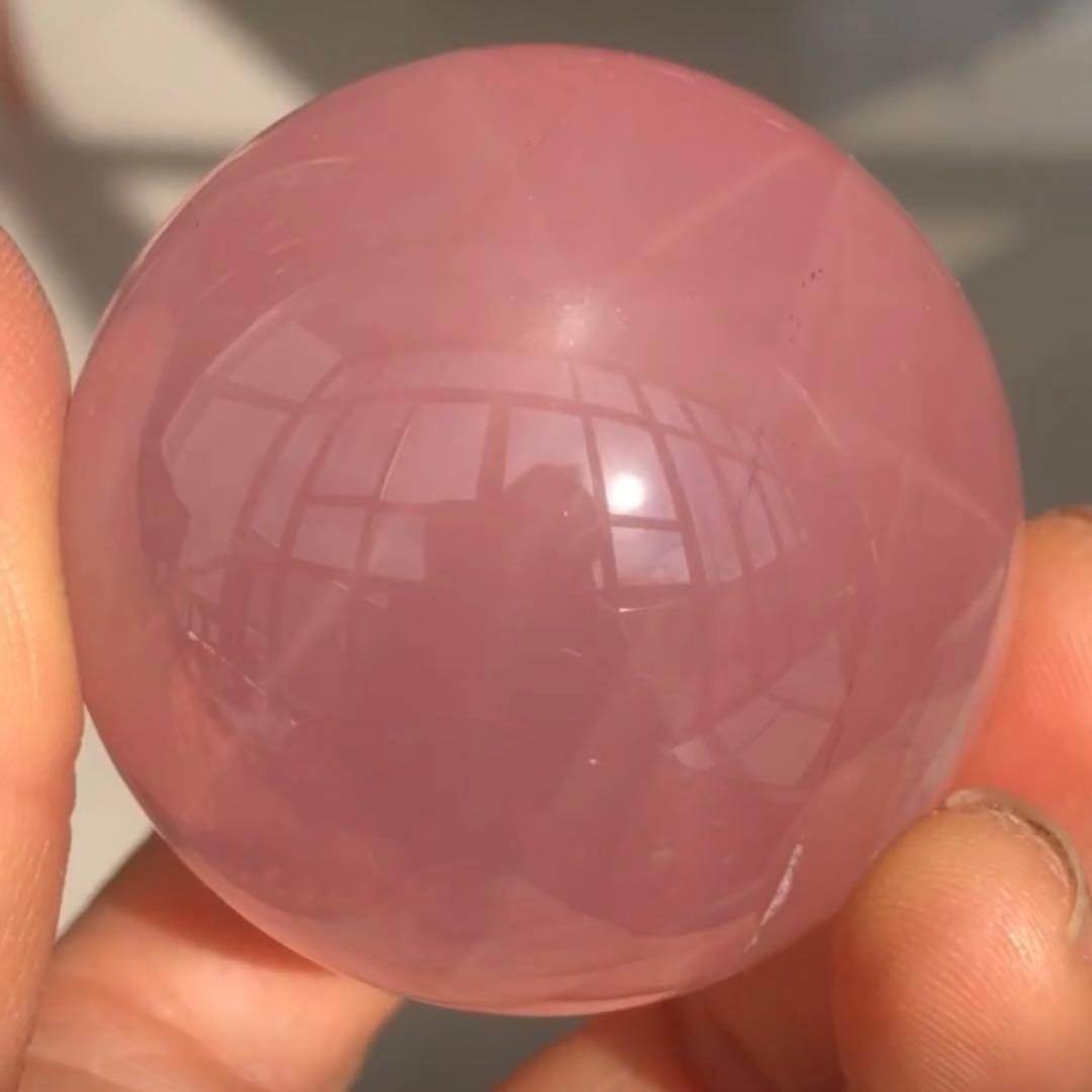 天然石 スター付き　ローズクォーツのスフィア　丸玉　YH063G.294