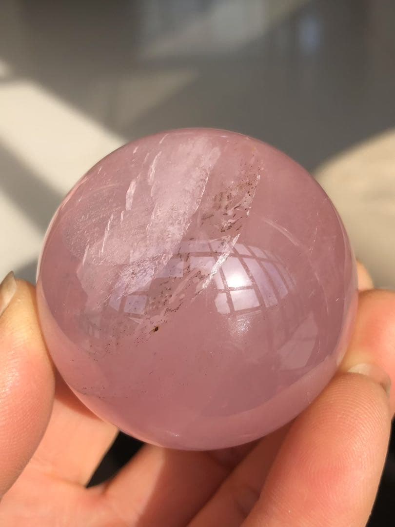 天然石 スター付き　ローズクォーツのスフィア　丸玉　YH063G.294