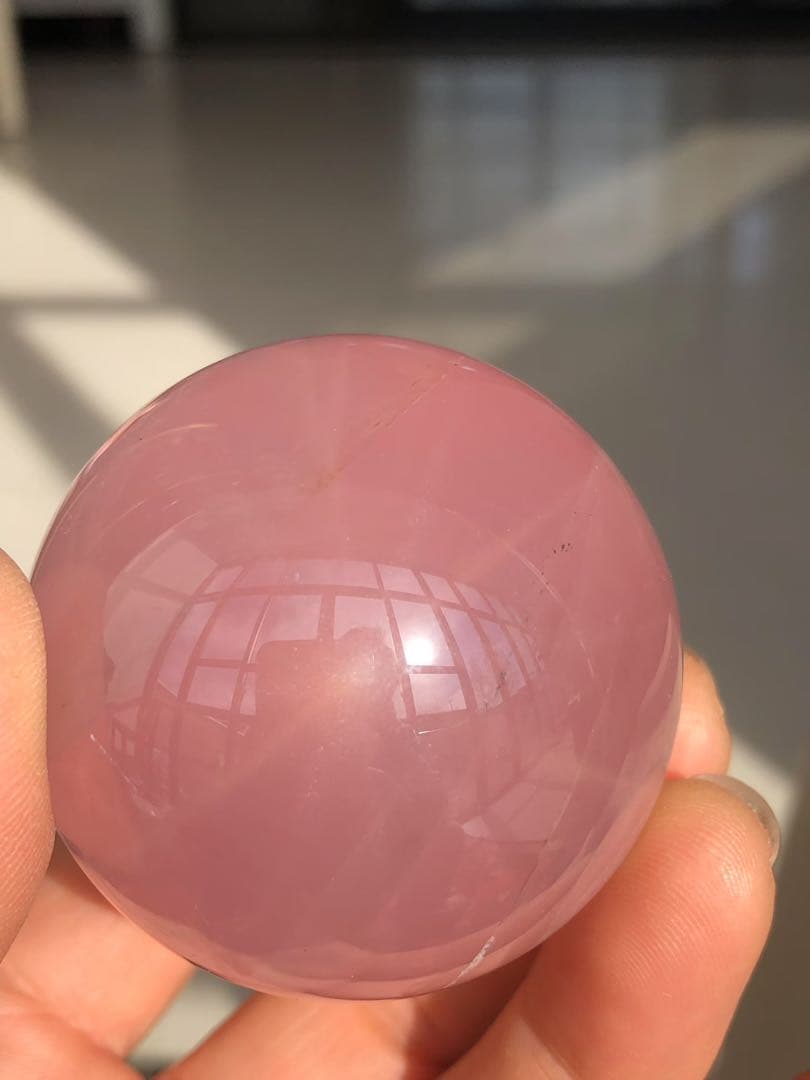 天然石 スター付き　ローズクォーツのスフィア　丸玉　YH063G.294