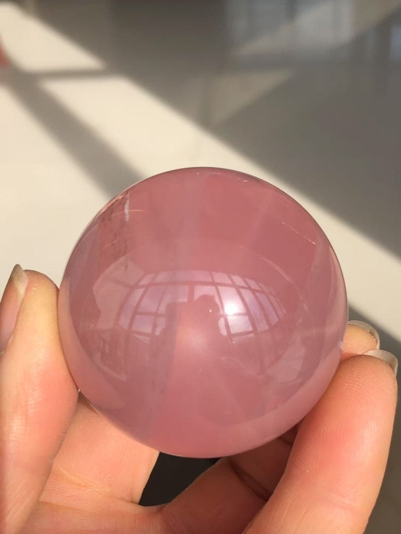 天然石 スター付き　ローズクォーツのスフィア　丸玉　YH063G.294