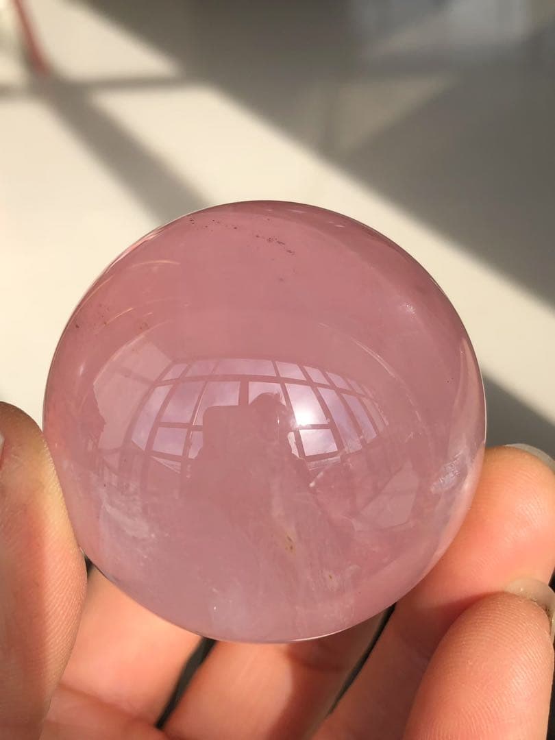 天然石 スター付き　ローズクォーツのスフィア　丸玉　YH063G.294