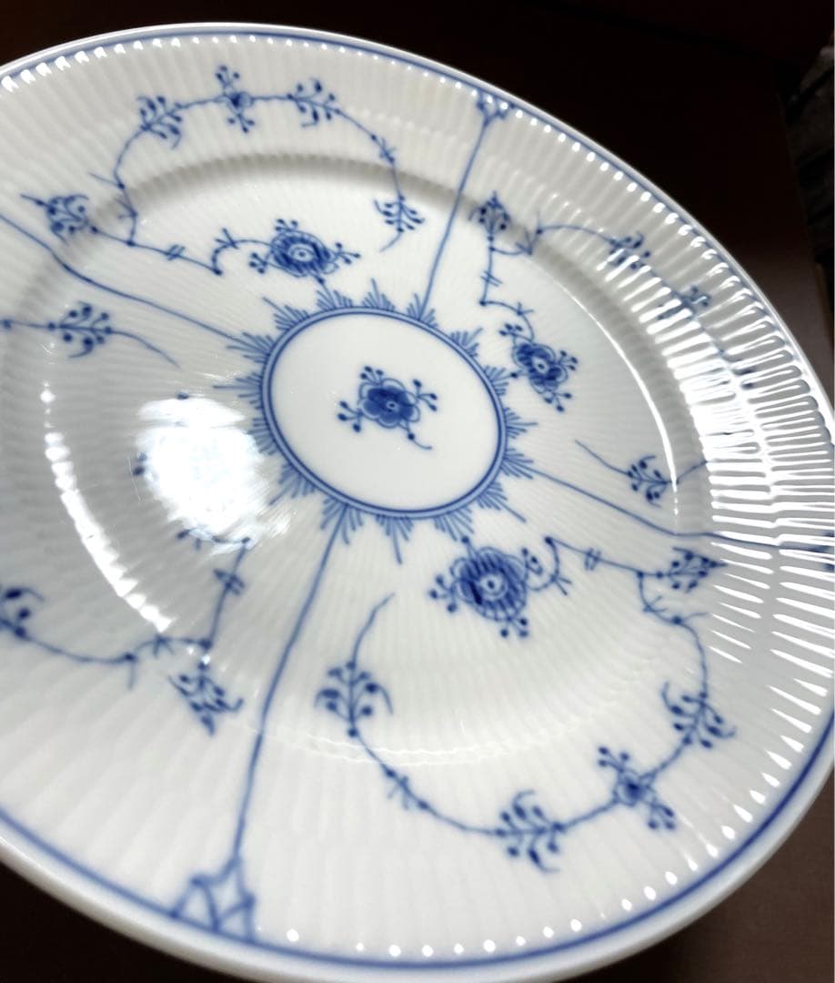 c*1様 ロイヤルコペンハーゲンブルーフルーテッドプレインプレートペア22cB未