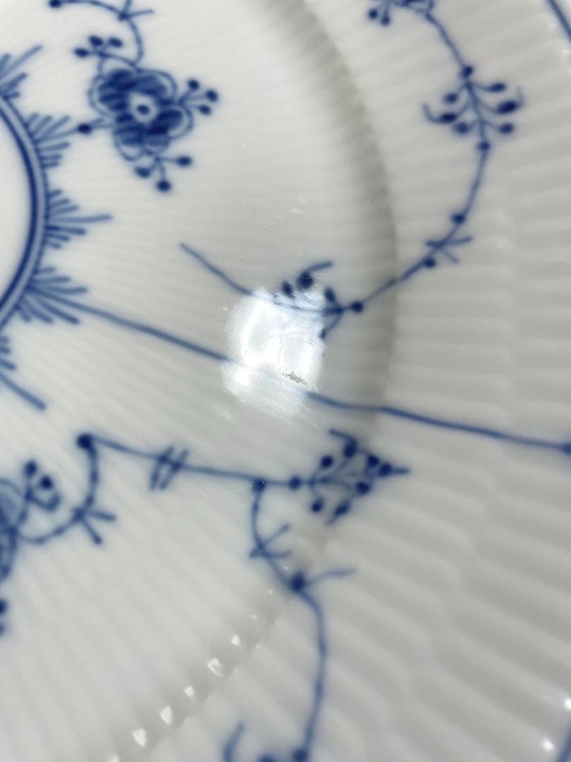 c*1様 ロイヤルコペンハーゲンブルーフルーテッドプレインプレートペア22cB未