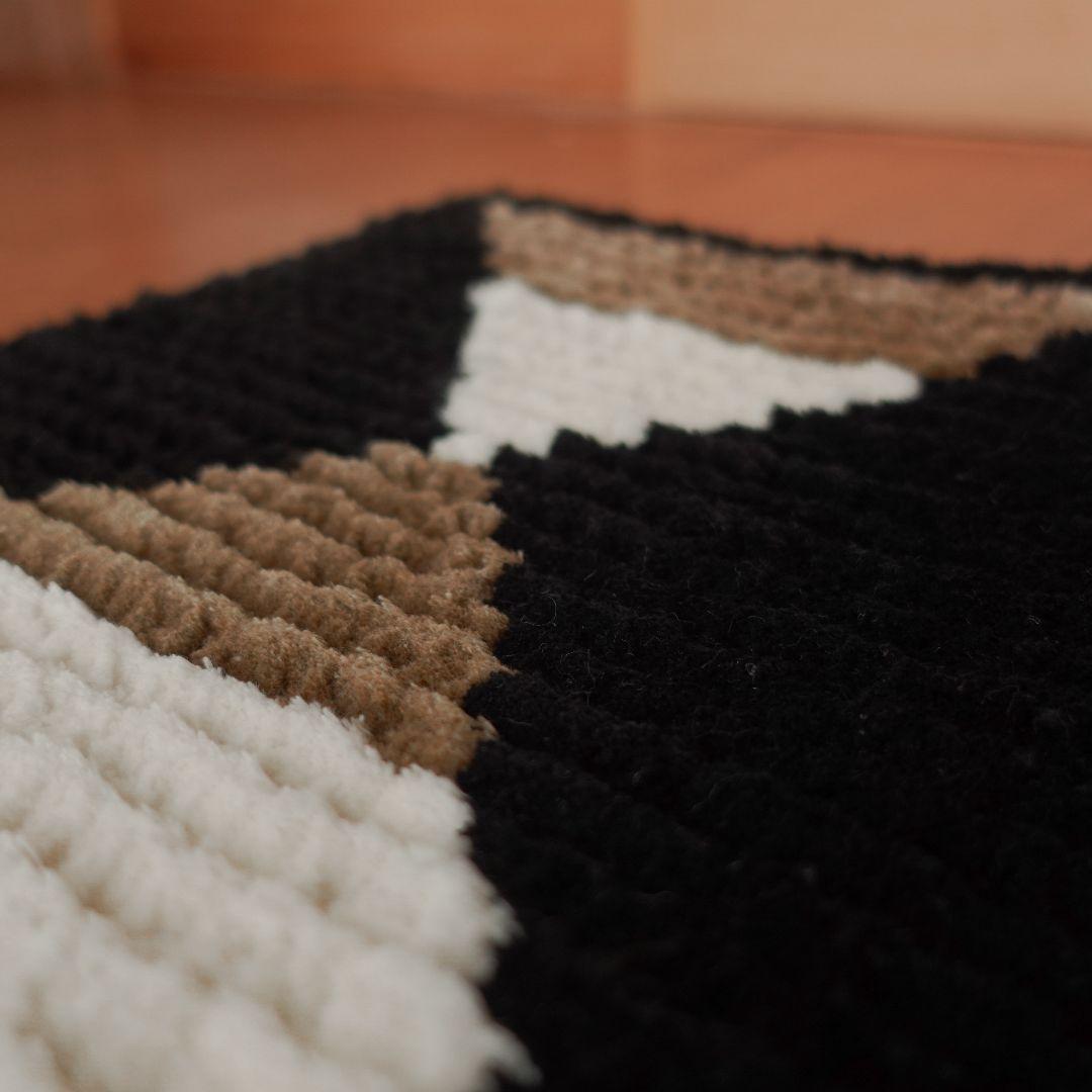 【一点物】【手染め糸】ノッティング織 椅子敷き 007