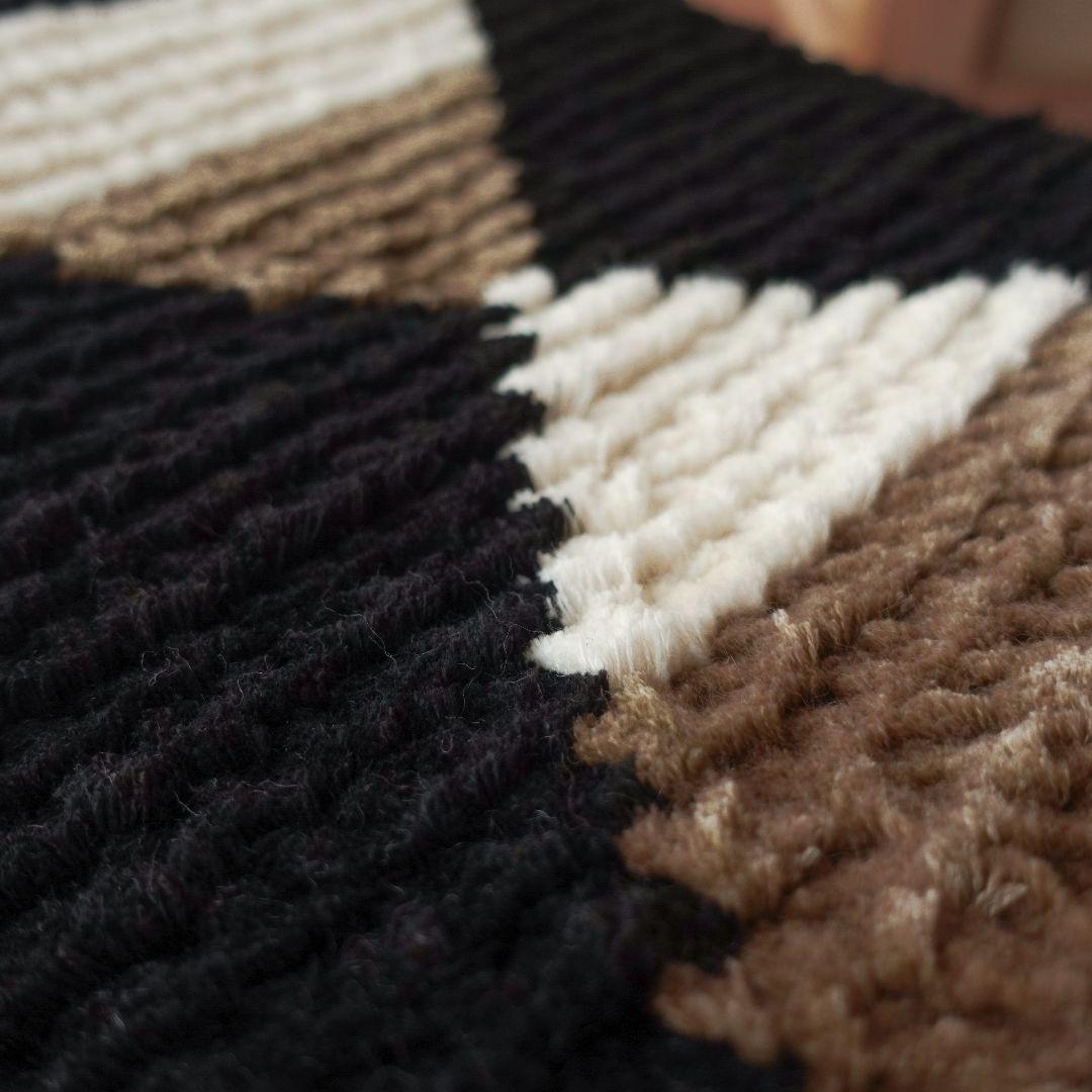 【一点物】【手染め糸】ノッティング織 椅子敷き 007