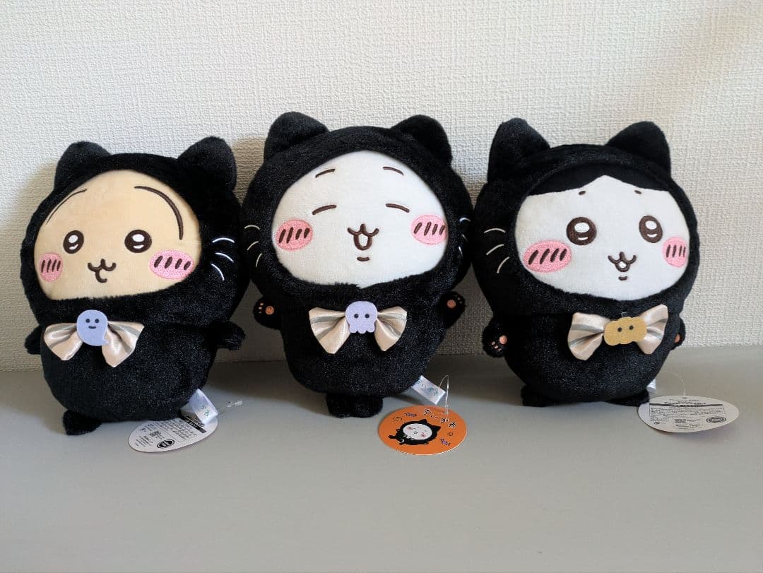 黒猫のぬいぐるみ ちいかわ ハチワレ うさぎ ハロウィン 3点セット