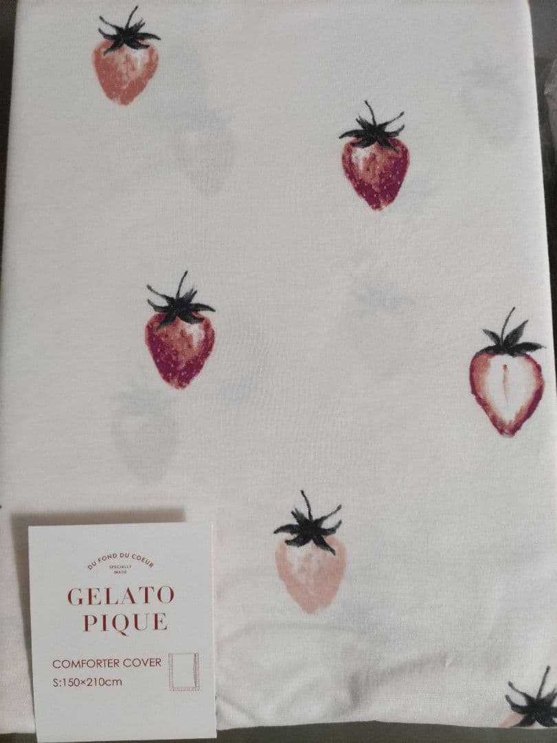 gelato piqueシングル3点 布団カバー ボックスシーツ 枕カバー 苺柄