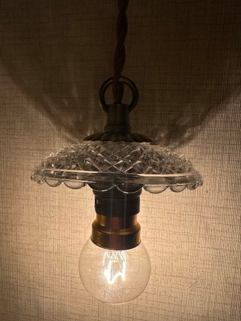 20年代 フランス アンティーク ダイヤモンドキルト模様の小さなアトリエランプ＊