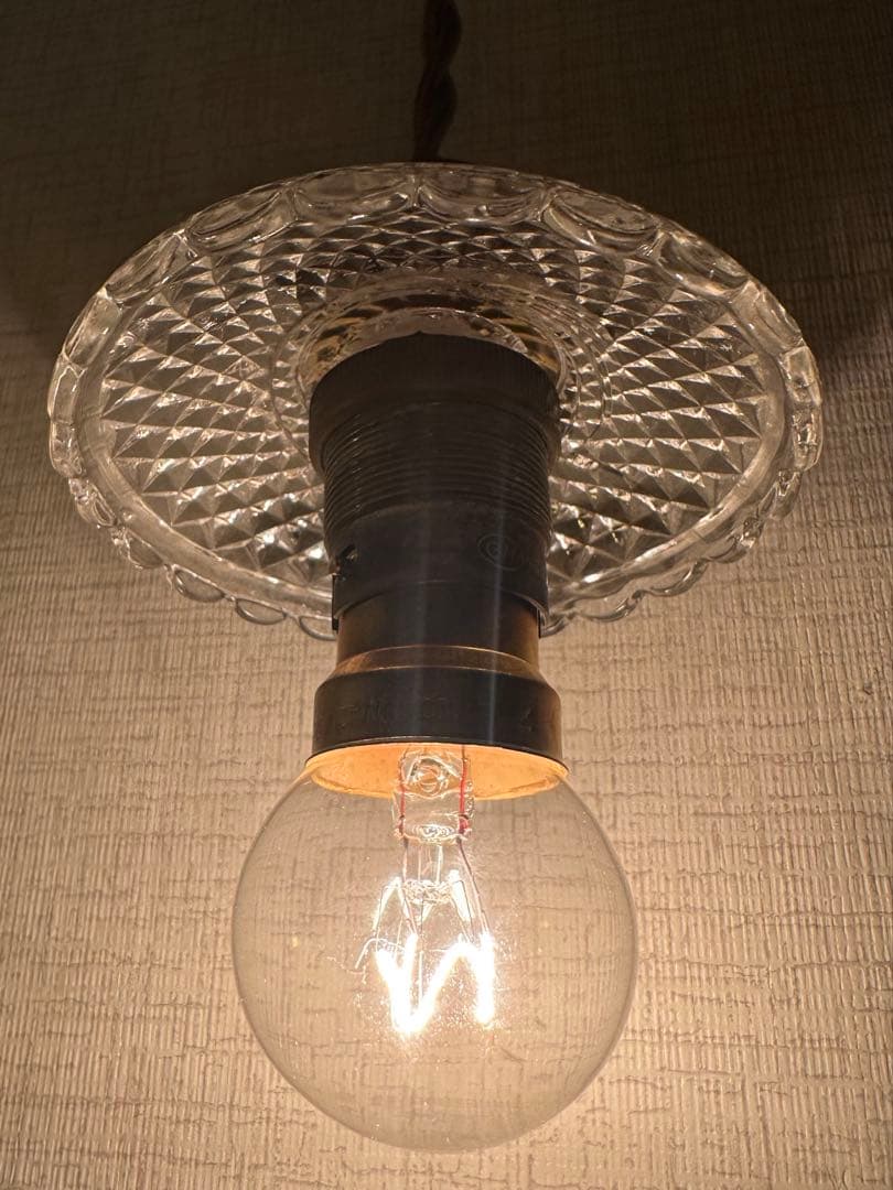 20年代 フランス アンティーク ダイヤモンドキルト模様の小さなアトリエランプ＊