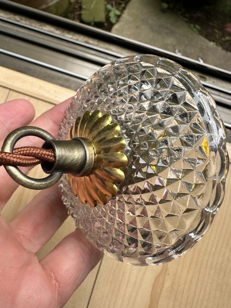 20年代 フランス アンティーク ダイヤモンドキルト模様の小さなアトリエランプ＊