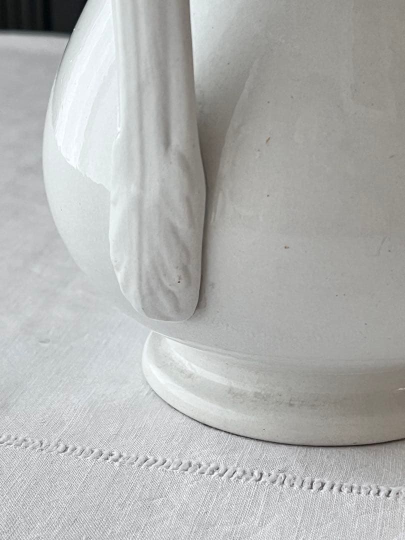 【美品】フランスアンティーク Badonviller窯 ホワイトピシェ 3543