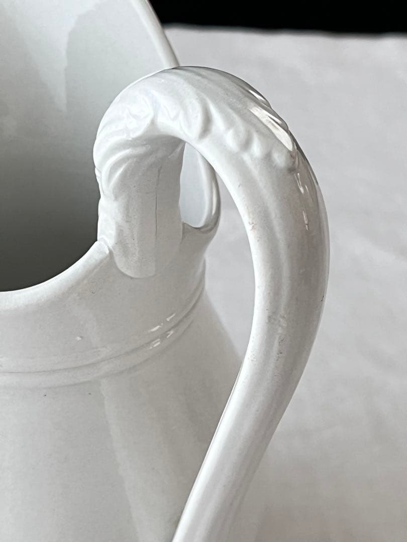 【美品】フランスアンティーク Badonviller窯 ホワイトピシェ 3543