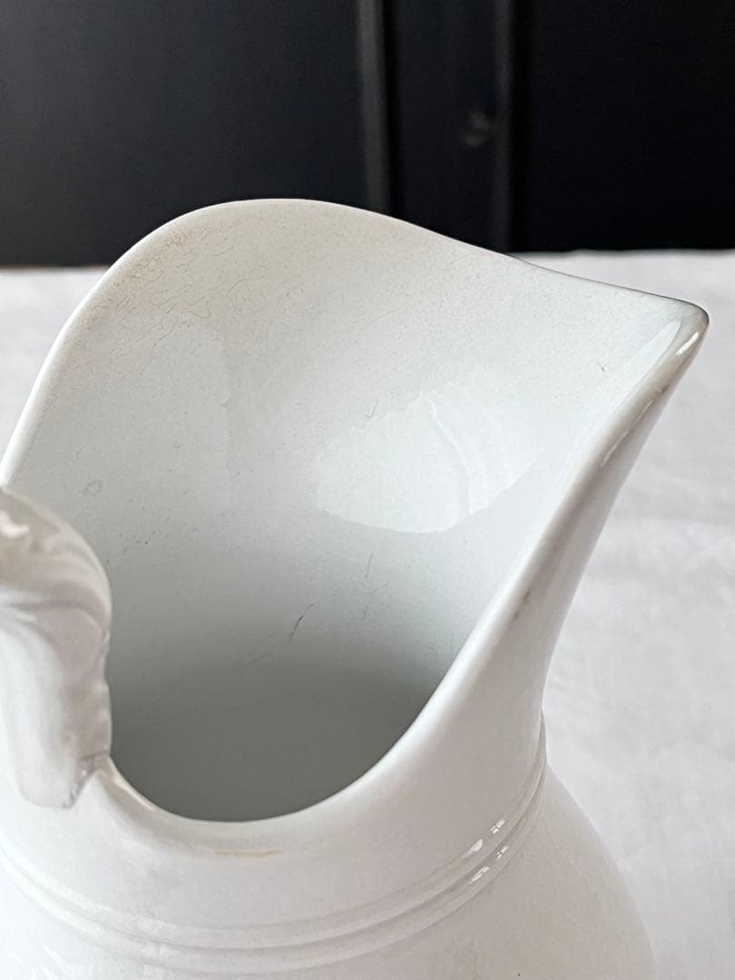 【美品】フランスアンティーク Badonviller窯 ホワイトピシェ 3543