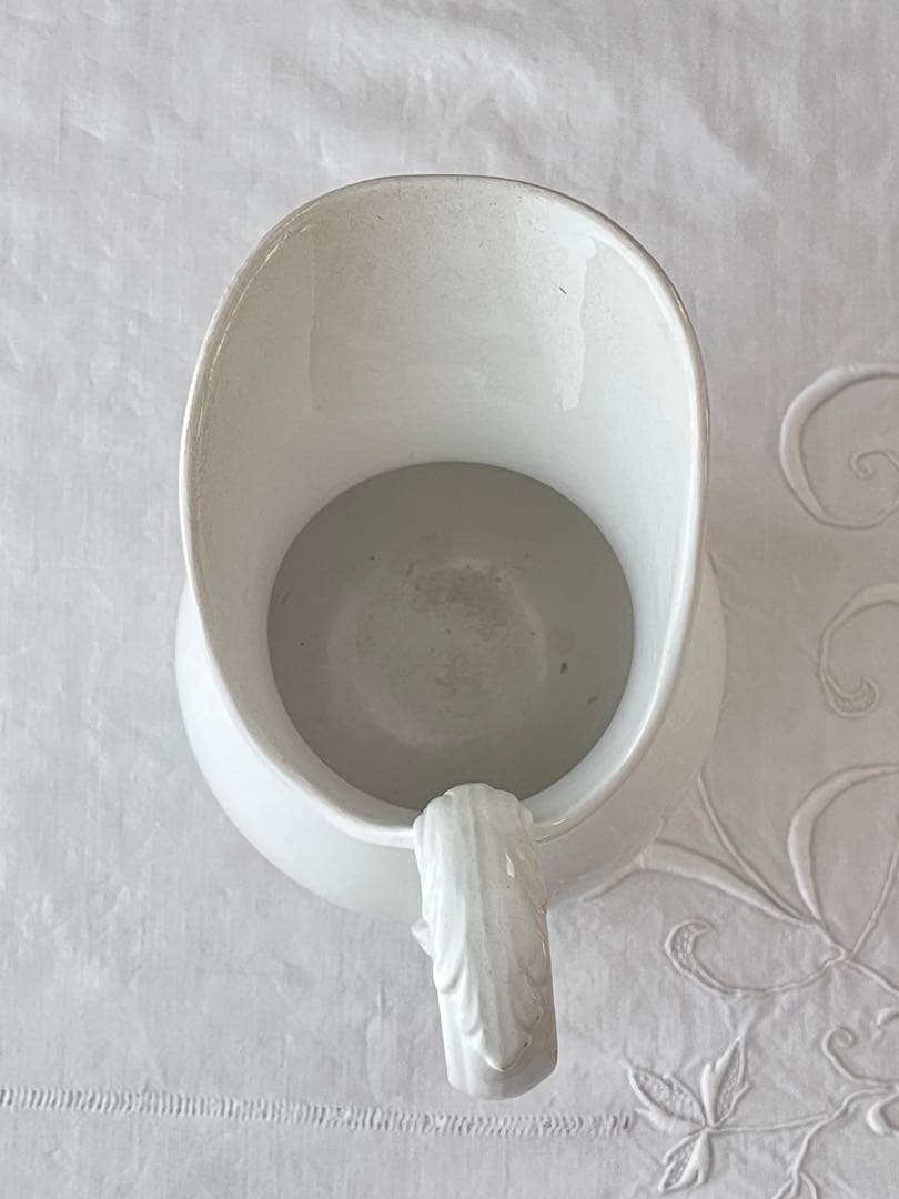 【美品】フランスアンティーク Badonviller窯 ホワイトピシェ 3543