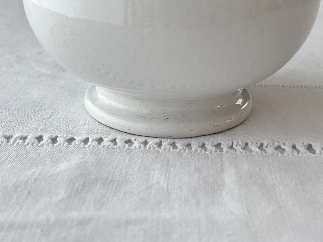 【美品】フランスアンティーク Badonviller窯 ホワイトピシェ 3543